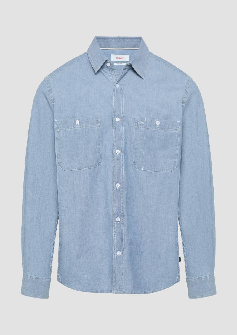 s.Oliver - Regular Fit: Baumwollhemd aus Chambray, Herren, blau von s.Oliver