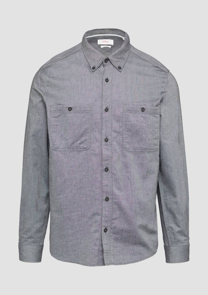 s.Oliver - Regular Fit: Baumwollhemd mit Button-Down-Kragen, Herren, schwarz von s.Oliver