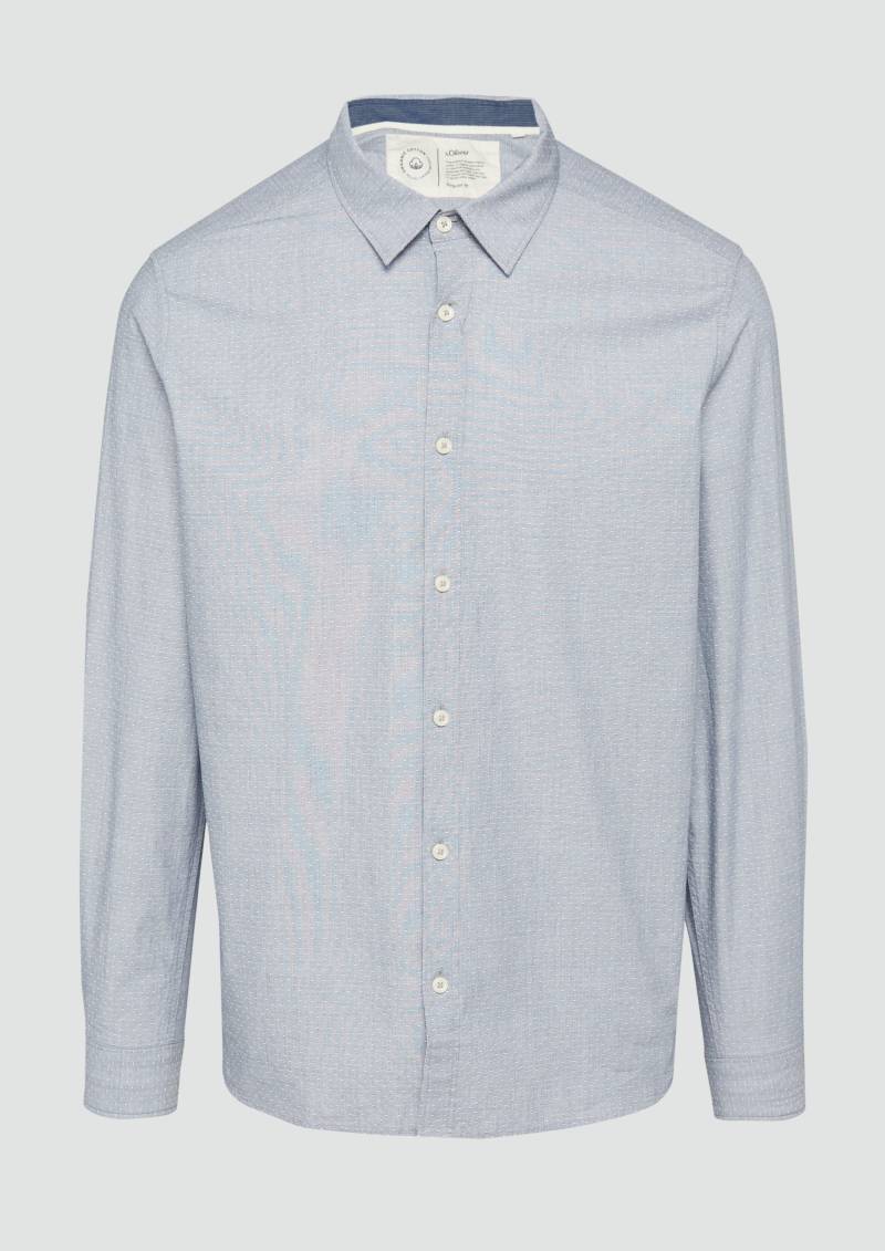 s.Oliver - Regular Fit: Baumwollhemd mit Strukturmuster, Herren, blau von s.Oliver