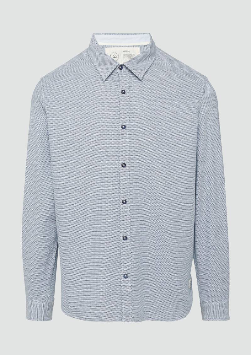 s.Oliver - Regular Fit: Baumwollhemd mit Strukturmuster, Herren, blau von s.Oliver