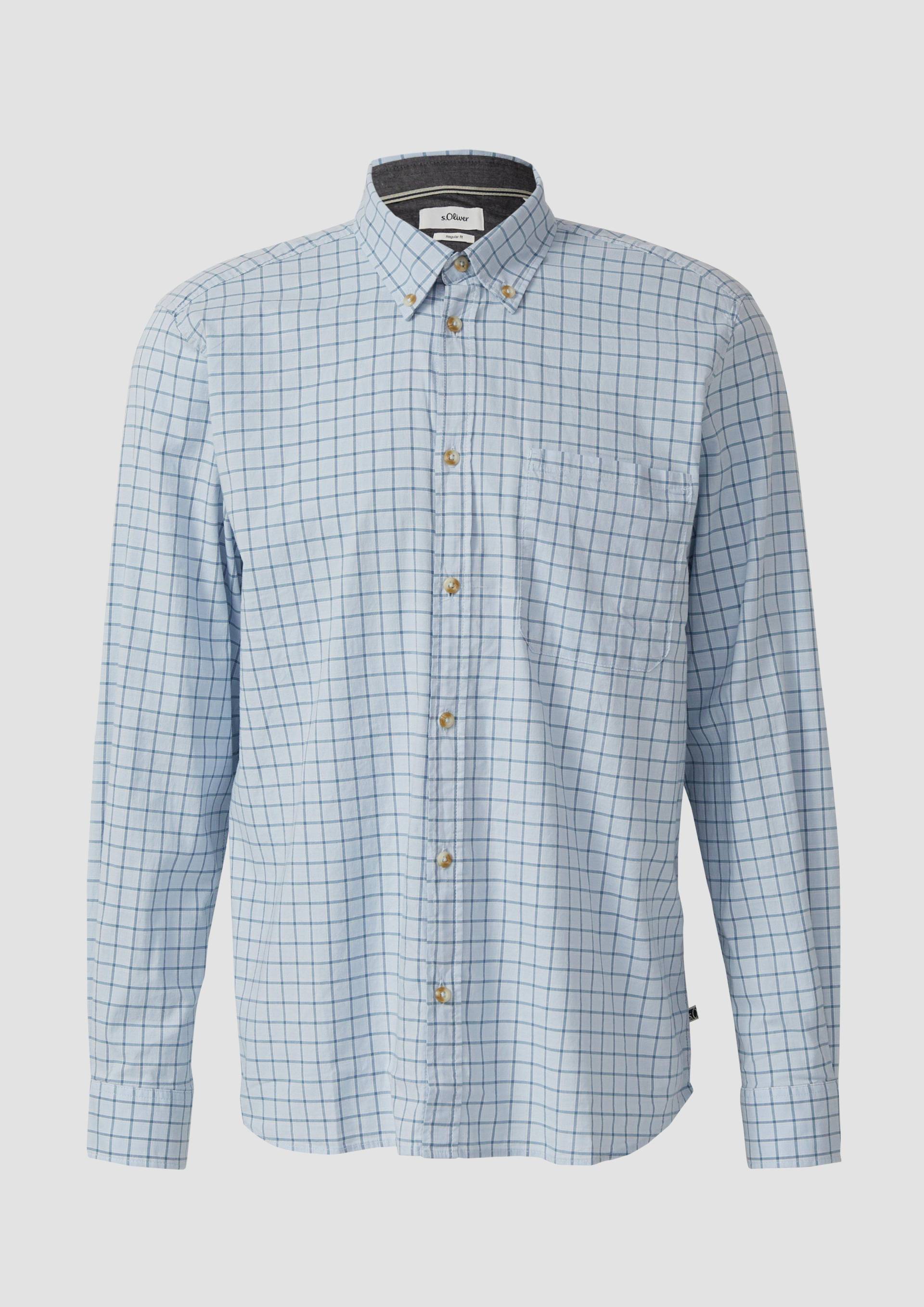 s.Oliver - Regular Fit: Button-Down-Hemd mit Karomuster und abgerundetem Saum, Herren, blau von s.Oliver