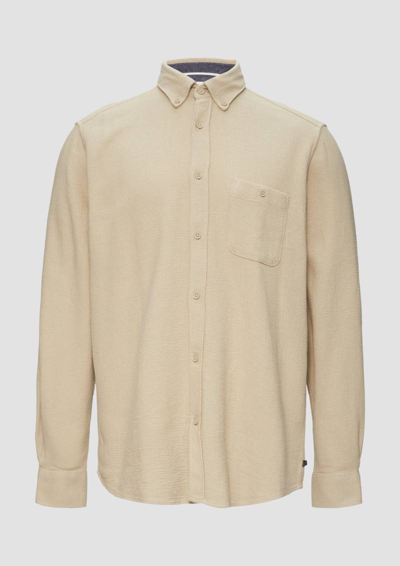 s.Oliver - Regular Fit: Button-down-Hemd aus Strukturware, Herren, Beige von s.Oliver