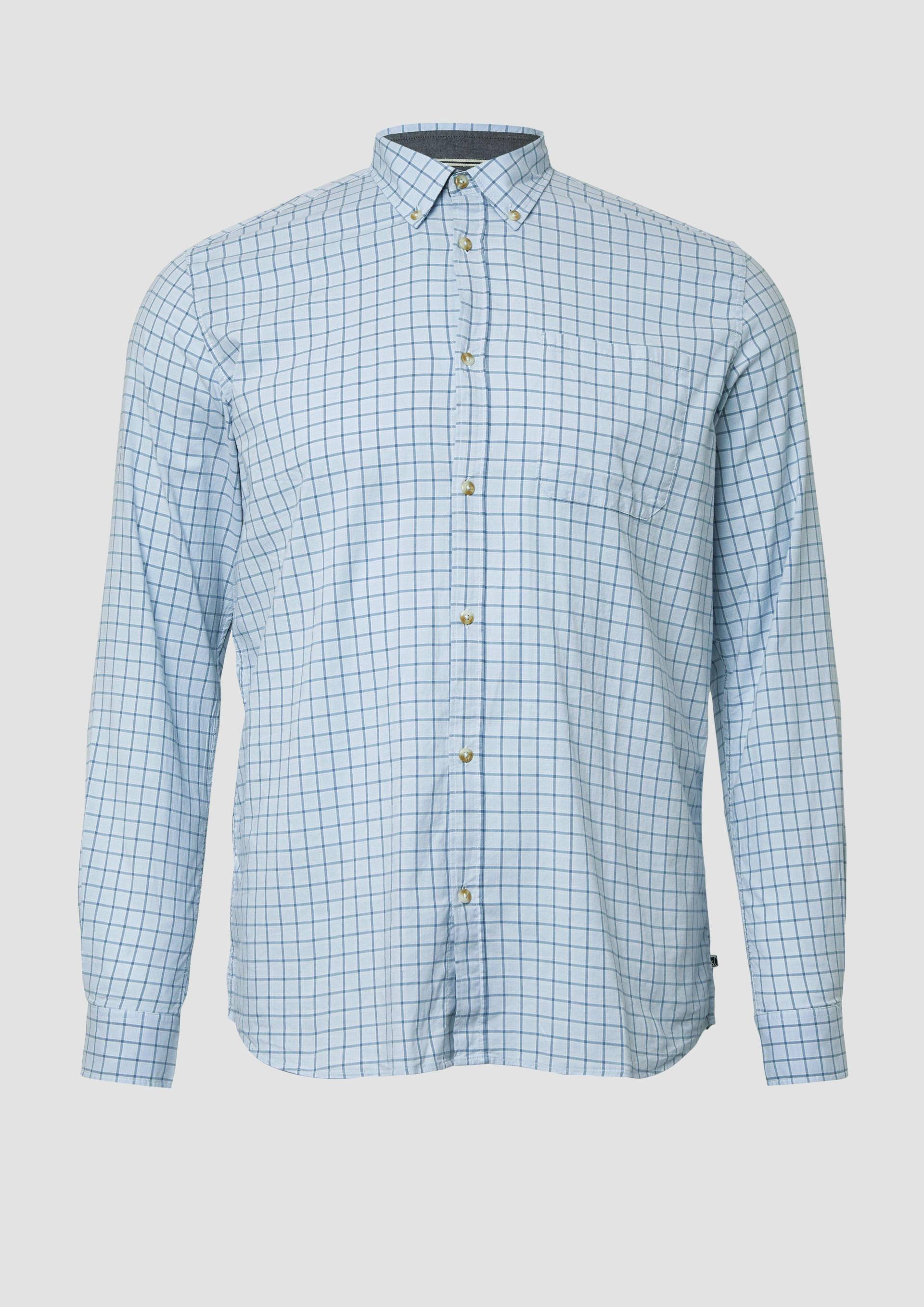 s.Oliver - Regular Fit: Elastisches Button-Down-Hemd mit Karomuster, Herren, blau von s.Oliver