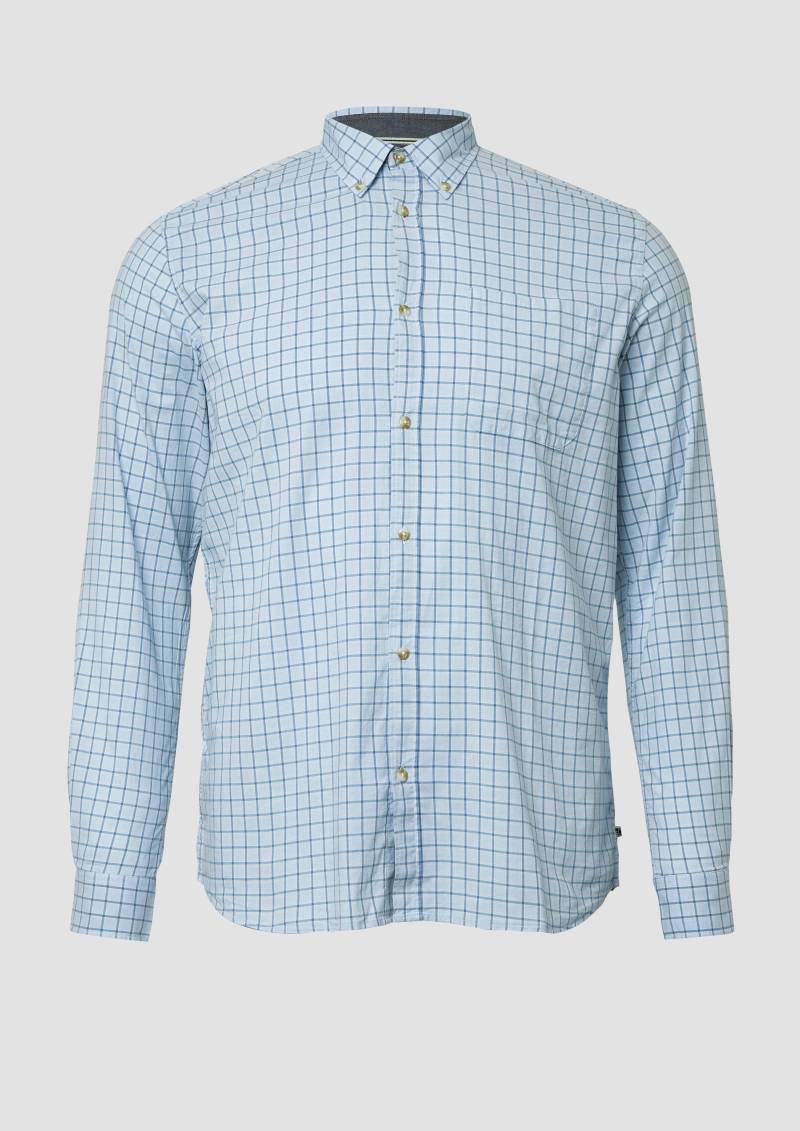 s.Oliver - Regular Fit: Elastisches Button-Down-Hemd mit Karomuster, Herren, blau von s.Oliver