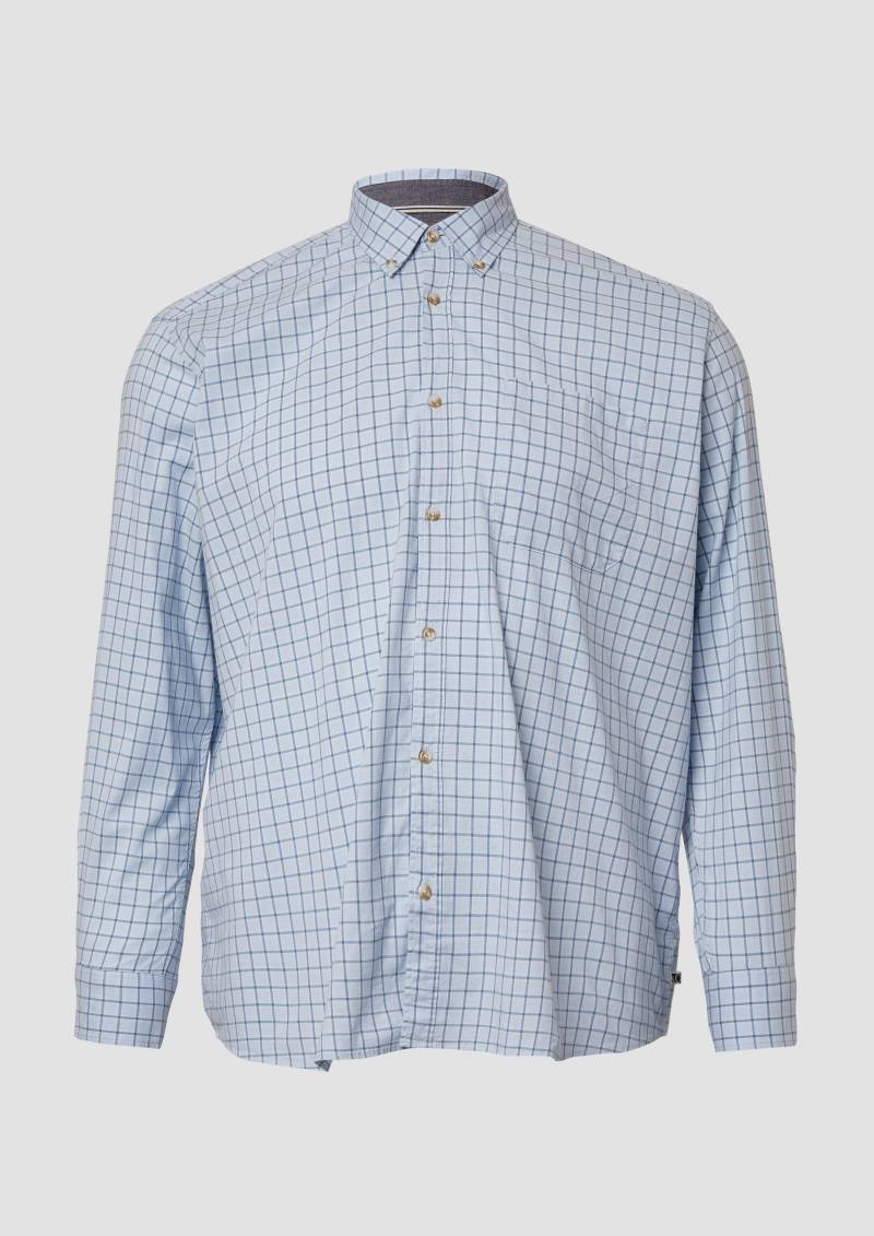 s.Oliver - Regular Fit: Elastisches Button-Down-Hemd mit Karomuster, Herren, blau von s.Oliver