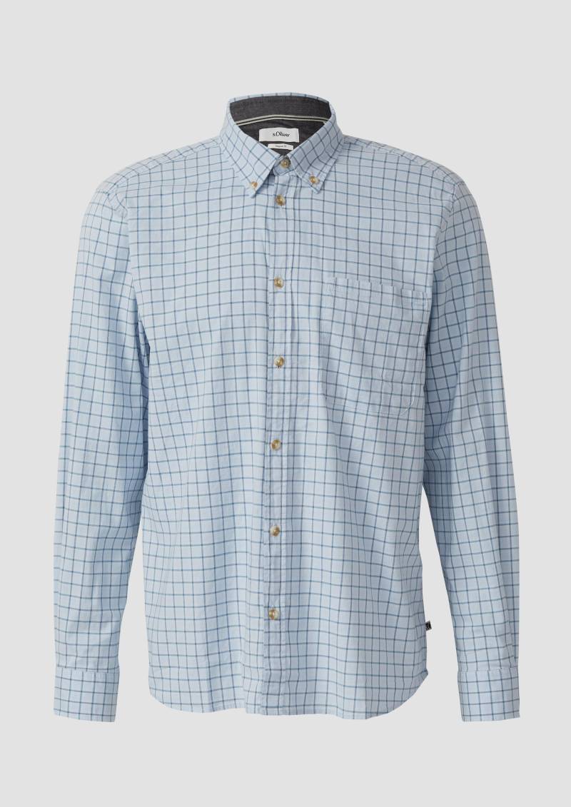 s.Oliver - Regular Fit: Elastisches Button-Down-Hemd mit Karomuster, Herren, blau von s.Oliver