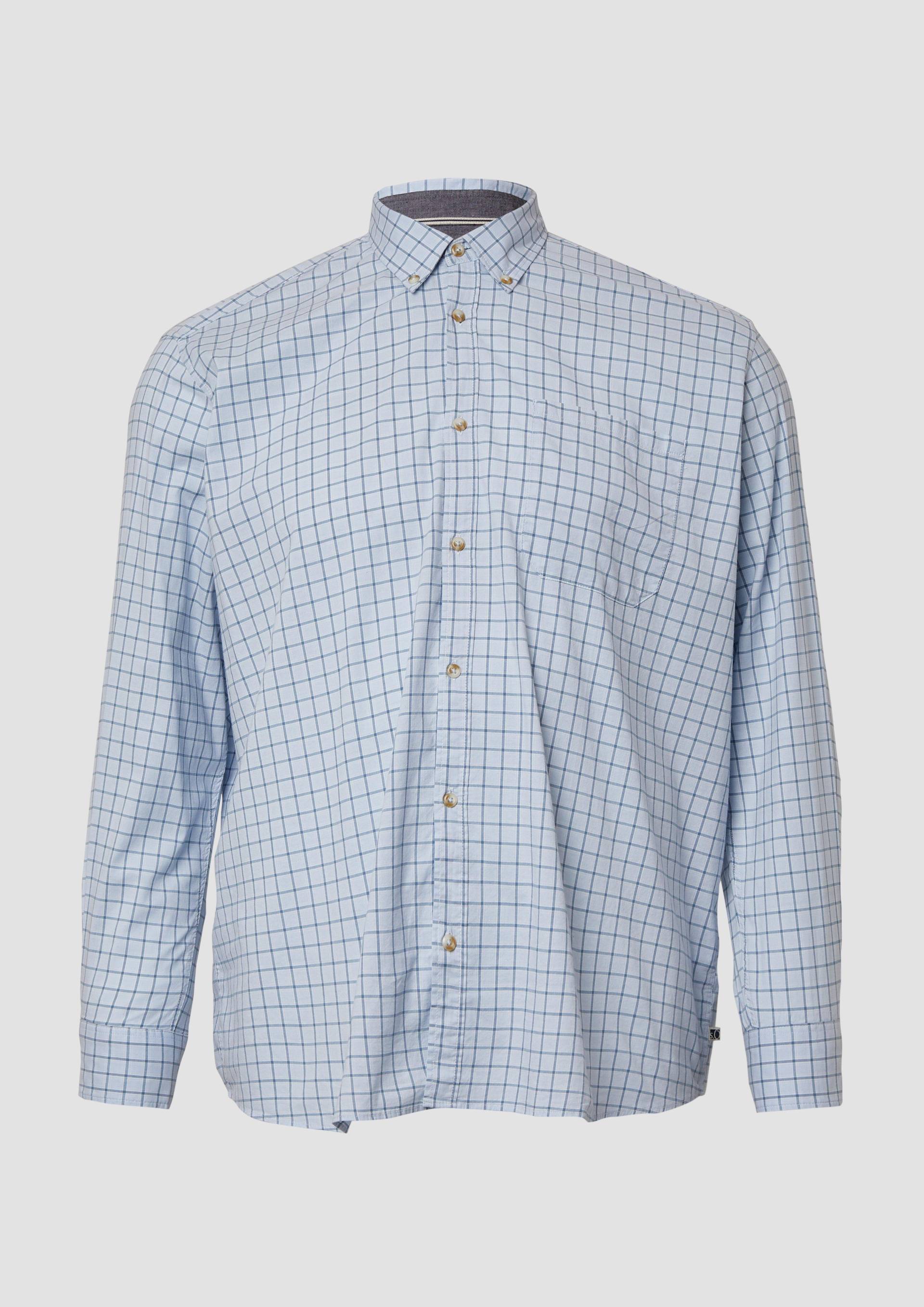 s.Oliver - Regular Fit: Elastisches Button-Down-Hemd mit Karomuster, Herren, blau von s.Oliver