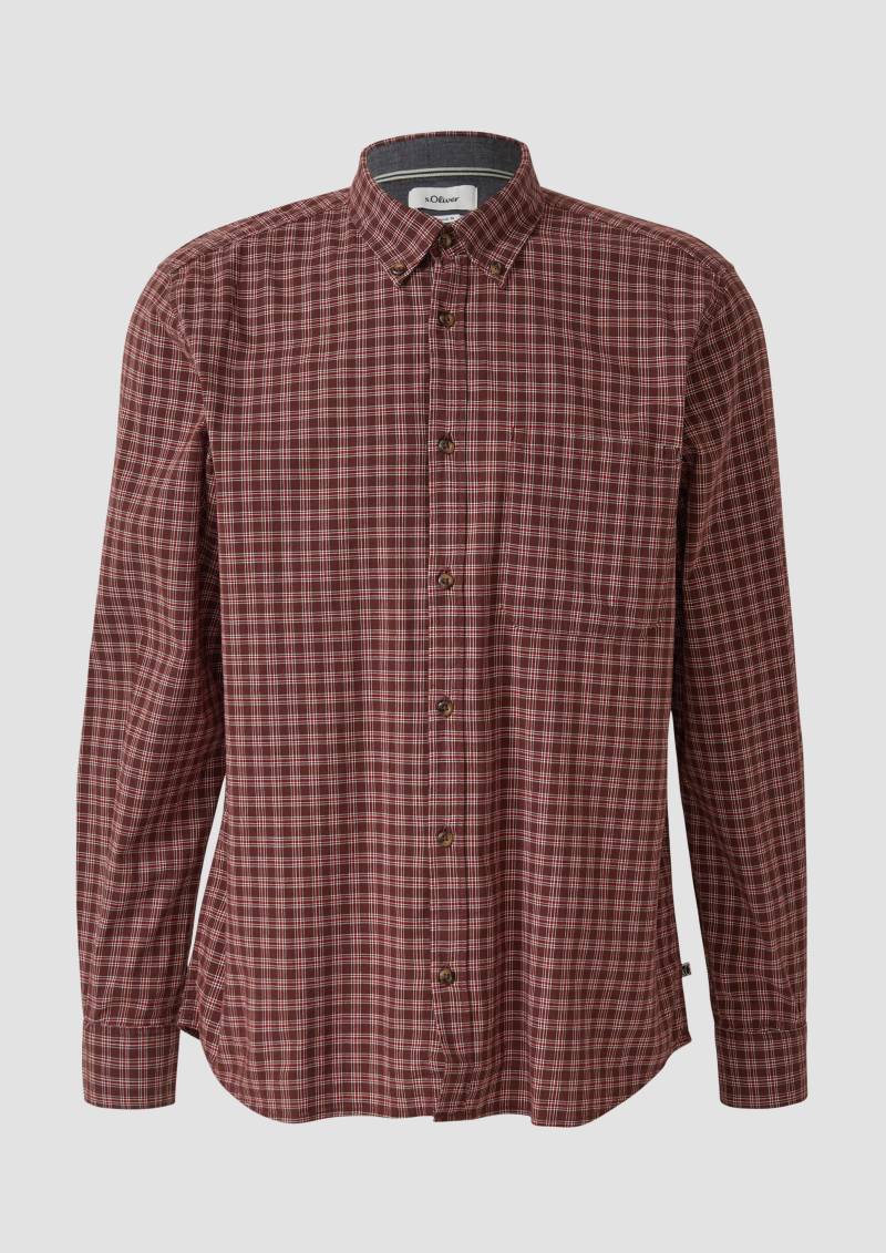 s.Oliver - Regular Fit: Elastisches Button-Down-Hemd mit Karomuster, Herren, rot|mehrfarbig von s.Oliver