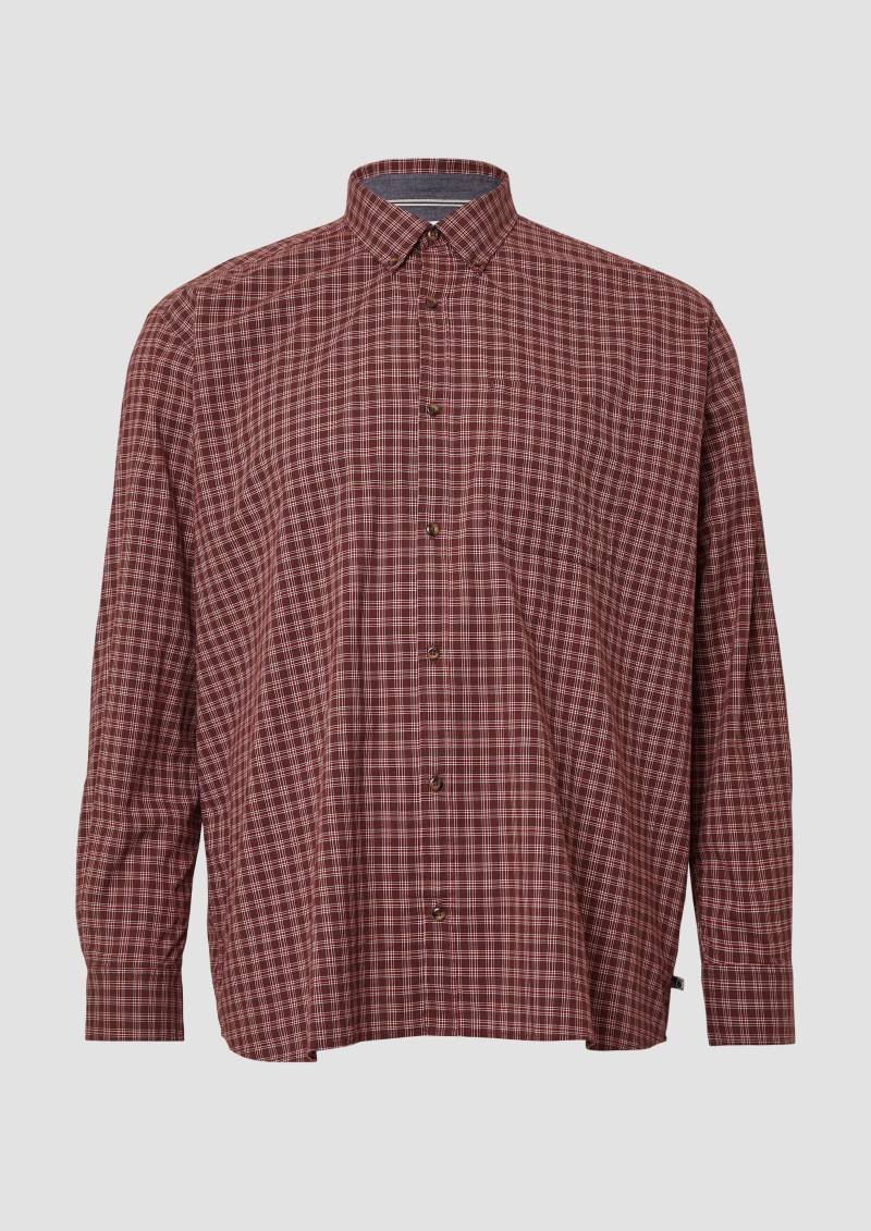 s.Oliver - Regular Fit: Elastisches Button-Down-Hemd mit Karomuster, Herren, rot von s.Oliver