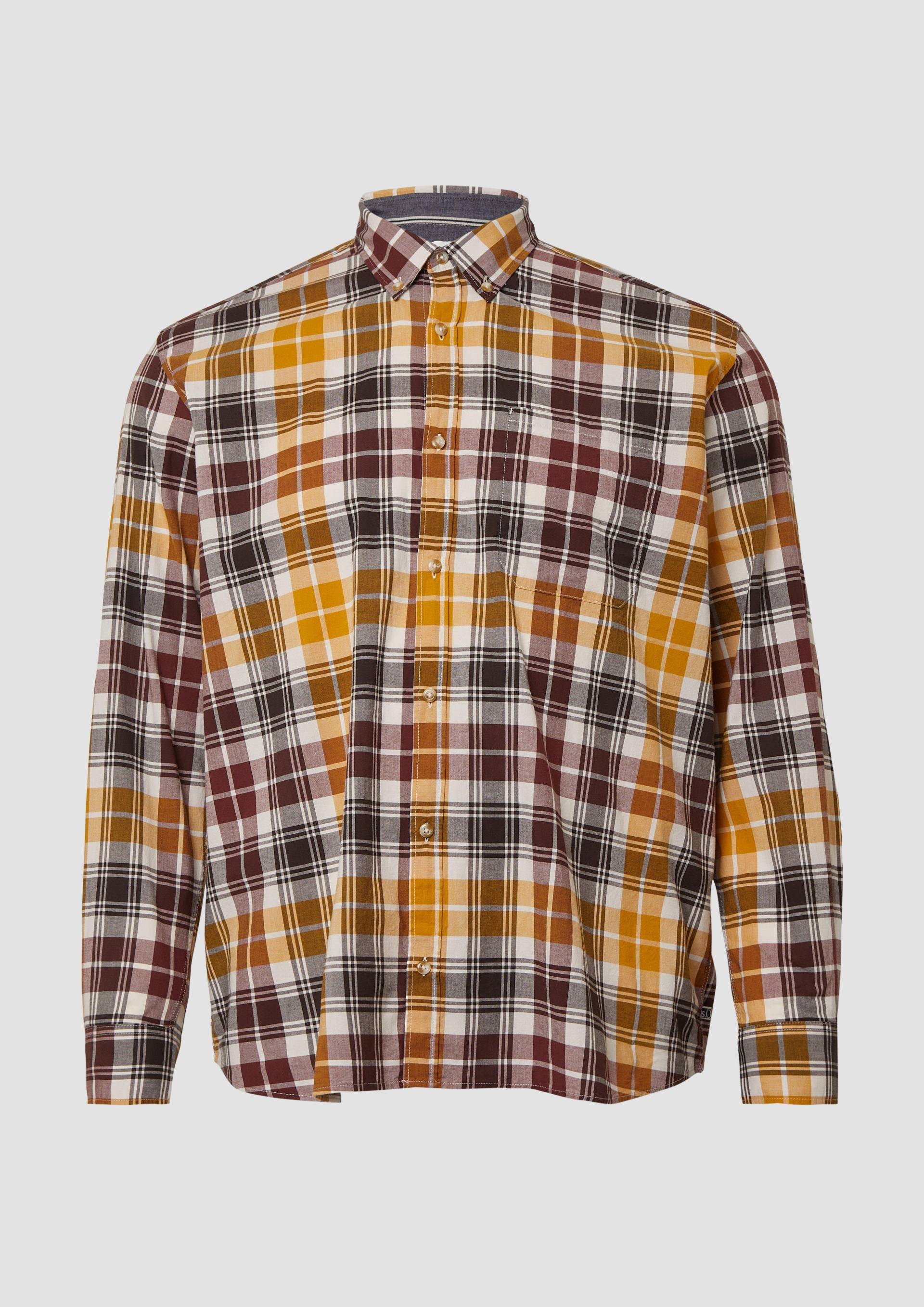 s.Oliver - Regular Fit: Elastisches Button-Down-Hemd mit Karomuster, Herren, rot von s.Oliver