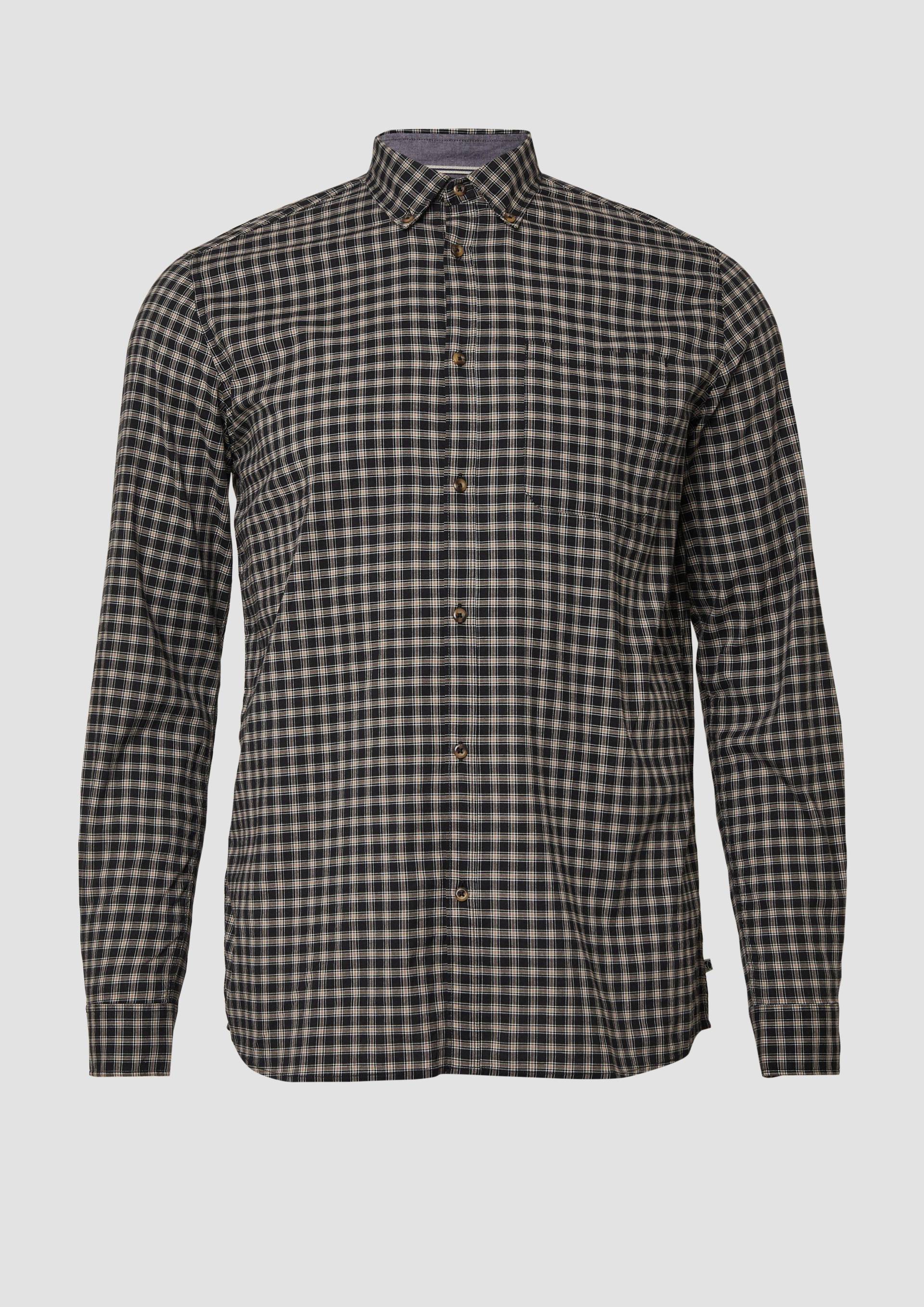 s.Oliver - Regular Fit: Elastisches Button-Down-Hemd mit Karomuster, Herren, schwarz von s.Oliver