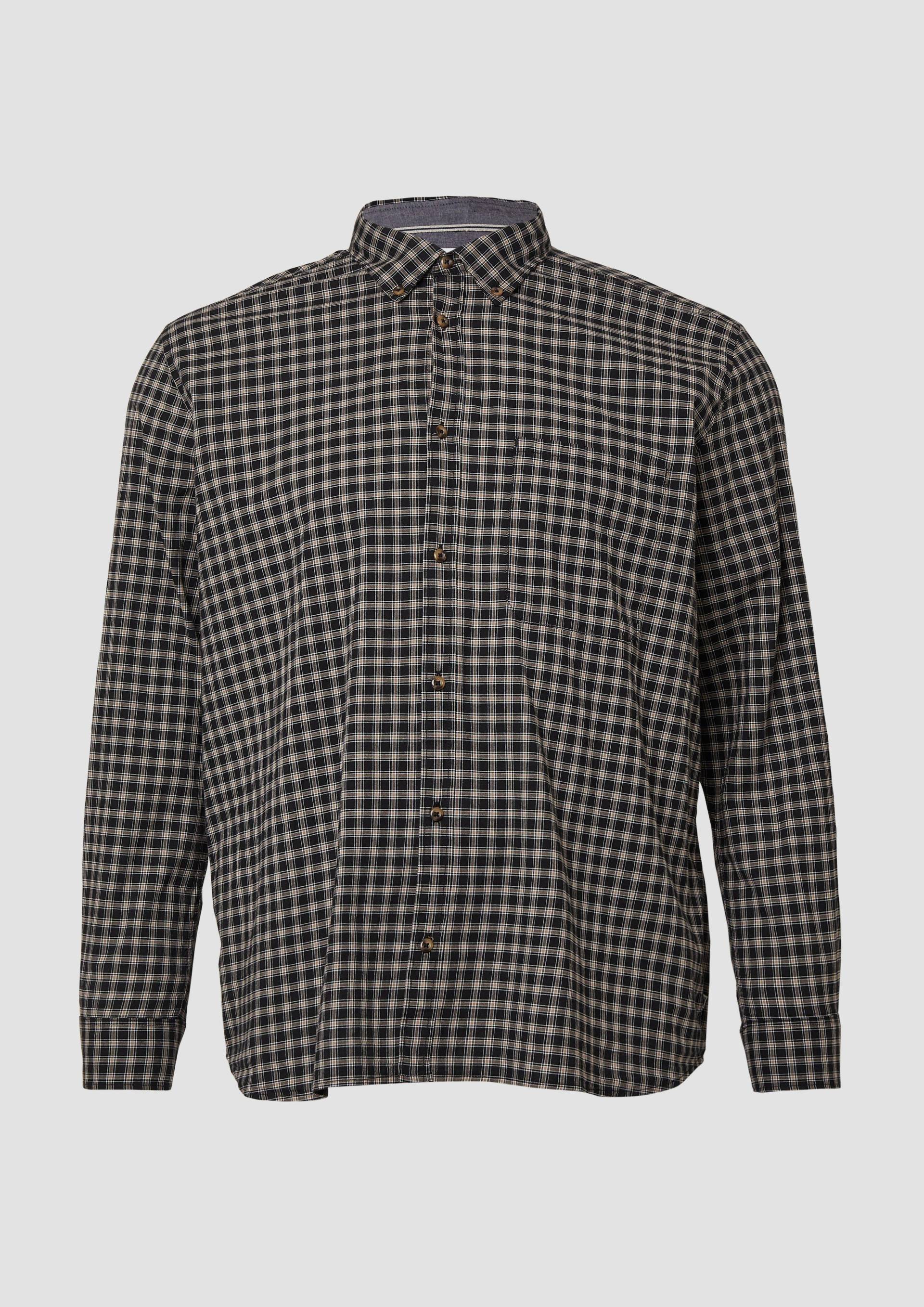 s.Oliver - Regular Fit: Elastisches Button-Down-Hemd mit Karomuster, Herren, schwarz von s.Oliver