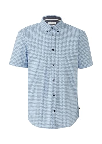 s.Oliver Regular Fit: Gemustertes Kurzarmhemd aus Baumwolle mit Button-Down-Kragen hellblau XXL von s.Oliver