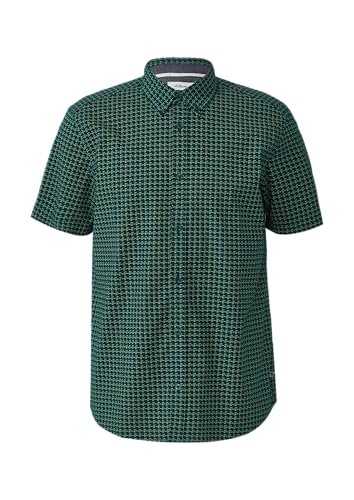 s.Oliver Regular Fit: Gemustertes Kurzarmhemd aus Baumwolle mit Button-Down-Kragen tannengrün XL von s.Oliver
