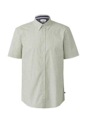 s.Oliver Regular Fit: Gemustertes Kurzarmhemd aus Baumwolle mit Button-Down-Kragen weiß 3XL von s.Oliver