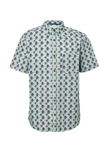 s.Oliver Regular Fit: Gemustertes Kurzarmhemd aus Baumwollstretch ozeangrün L von s.Oliver