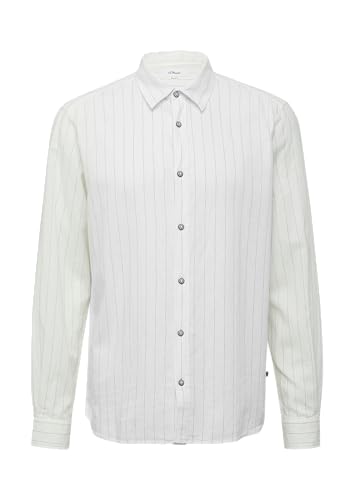 s.Oliver Regular Fit: Gestreiftes Hemd aus Baumwoll- und Leinenmix weiß M von s.Oliver