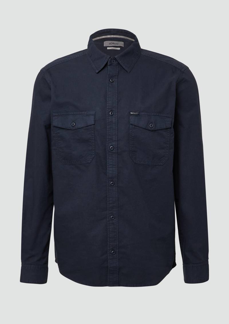 s.Oliver - Regular Fit: Gewaschenes Hemd mit Ziernähten, Herren, blau von s.Oliver
