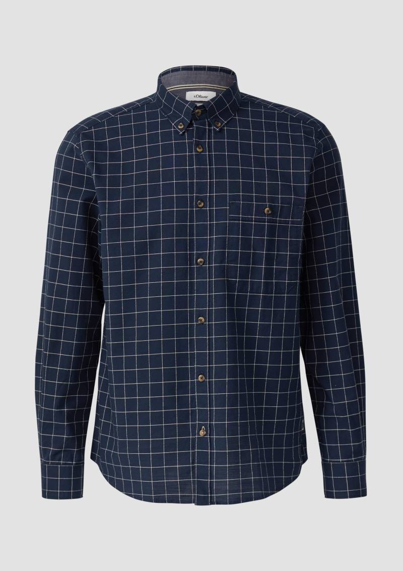 s.Oliver - Regular Fit: Karo-Hemd aus Baumwolle mit Button-Down-Kragen, Herren, blau von s.Oliver