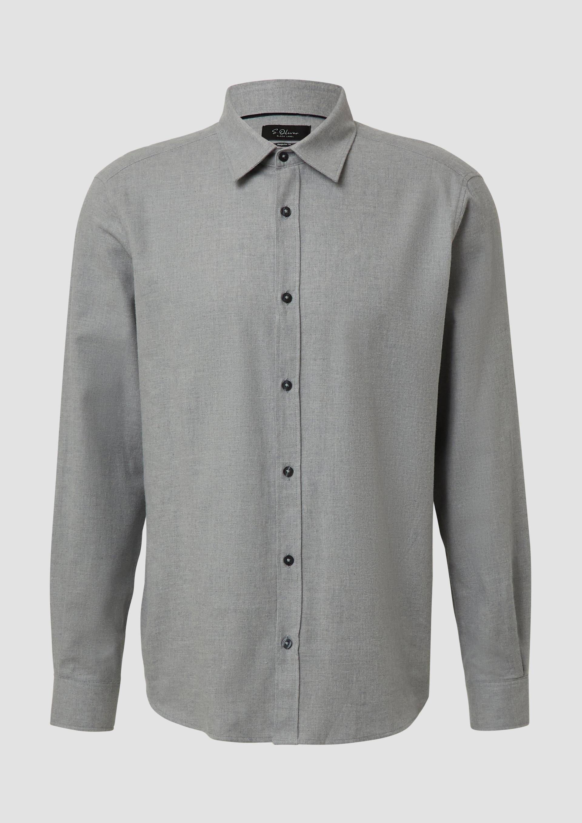 s.Oliver - Regular Fit: Hemd aus feinem Baumwollflanell, Herren, grau von s.Oliver