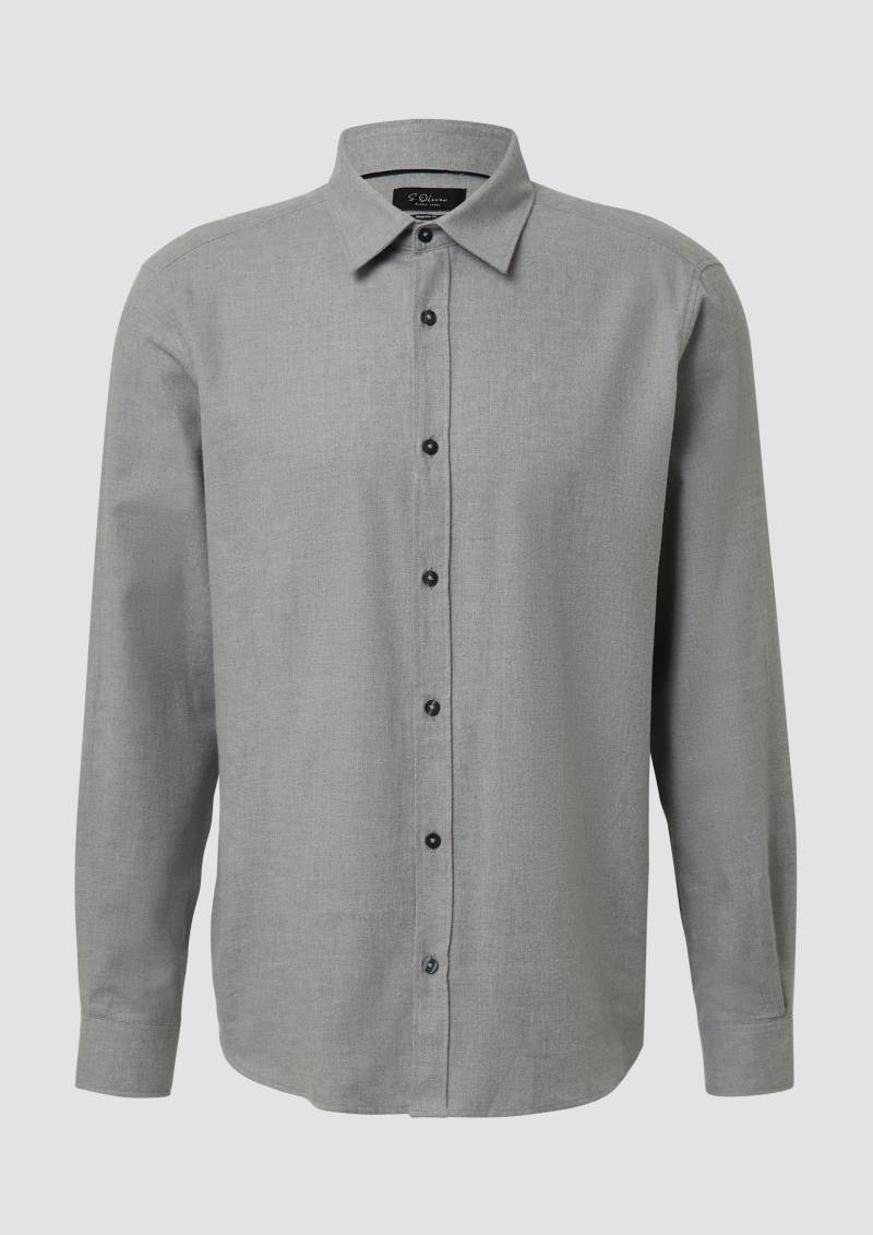 s.Oliver - Regular Fit: Hemd aus feinem Baumwollflanell, Herren, grau von s.Oliver