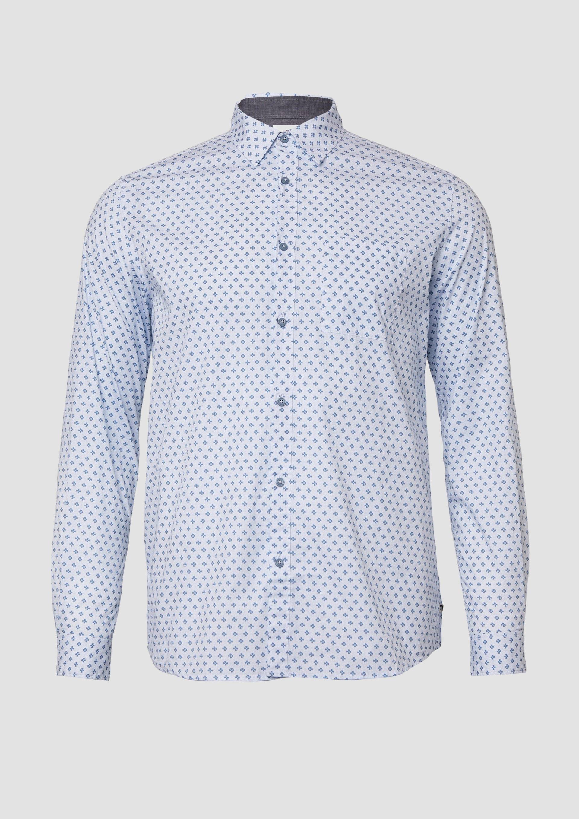 s.Oliver - Regular Fit: Hemd mit Allover-Print und Brusttasche, Herren, blau von s.Oliver
