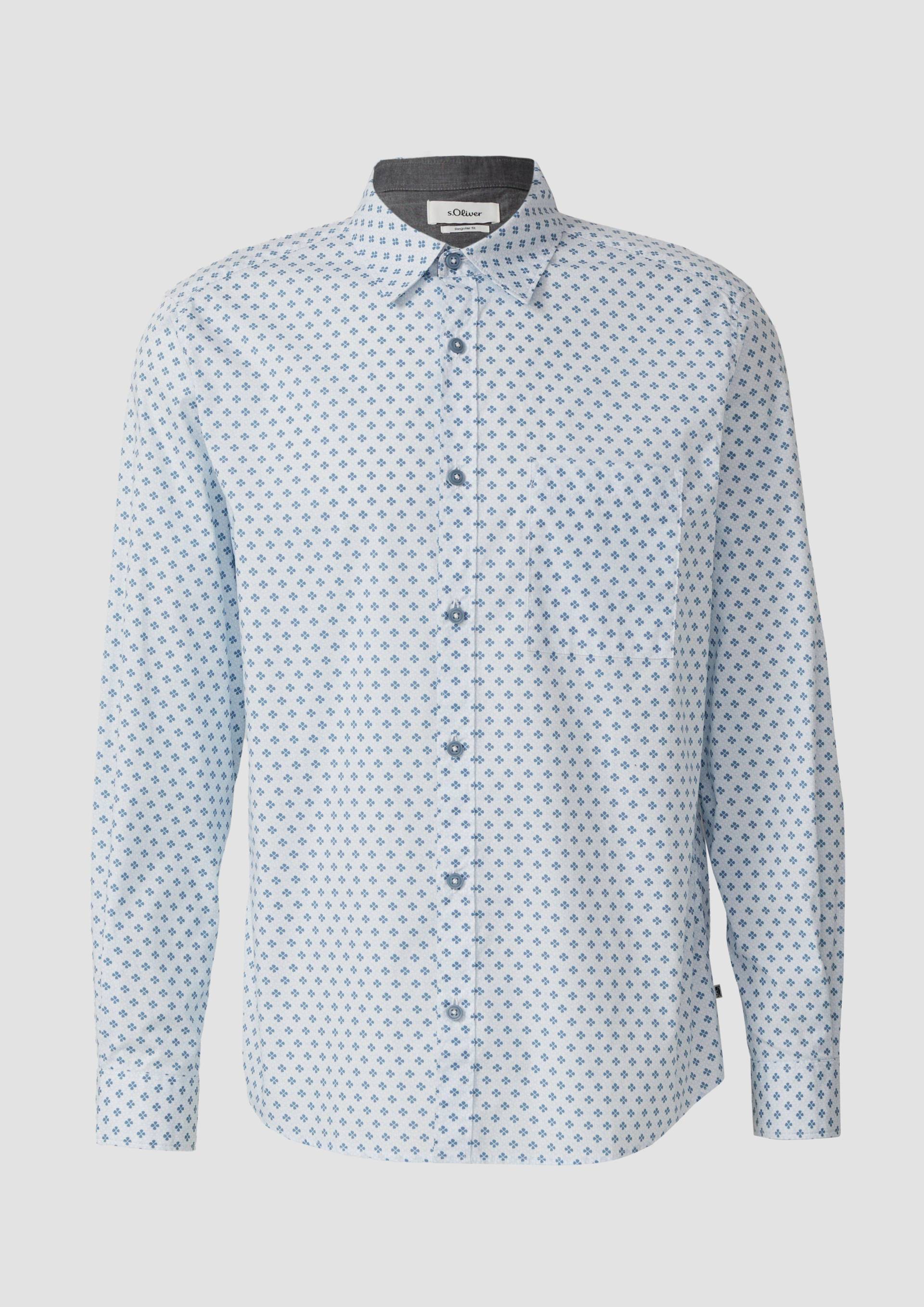s.Oliver - Regular Fit: Hemd mit Allover-Print und Brusttasche, Herren, blau von s.Oliver