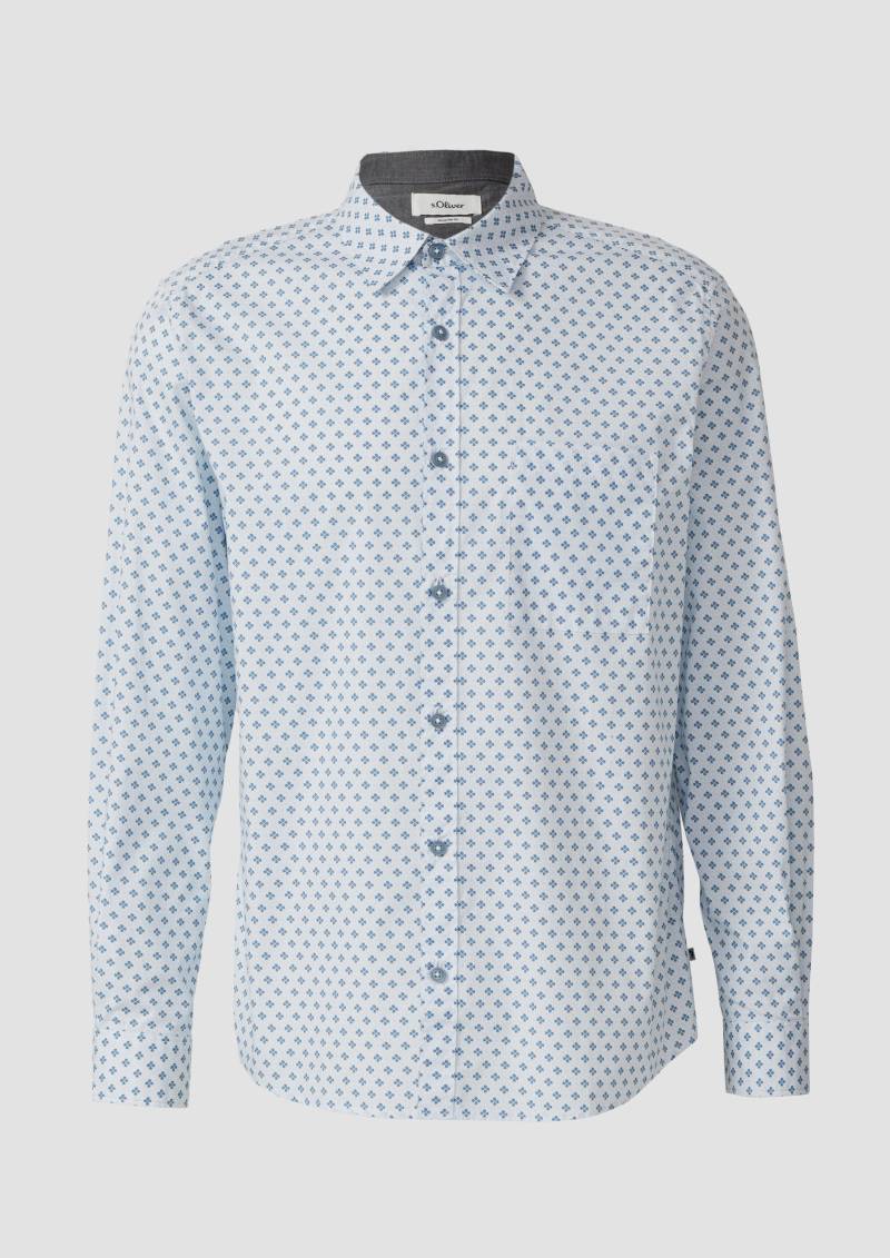 s.Oliver - Regular Fit: Hemd mit Allover-Print und Brusttasche, Herren, blau von s.Oliver