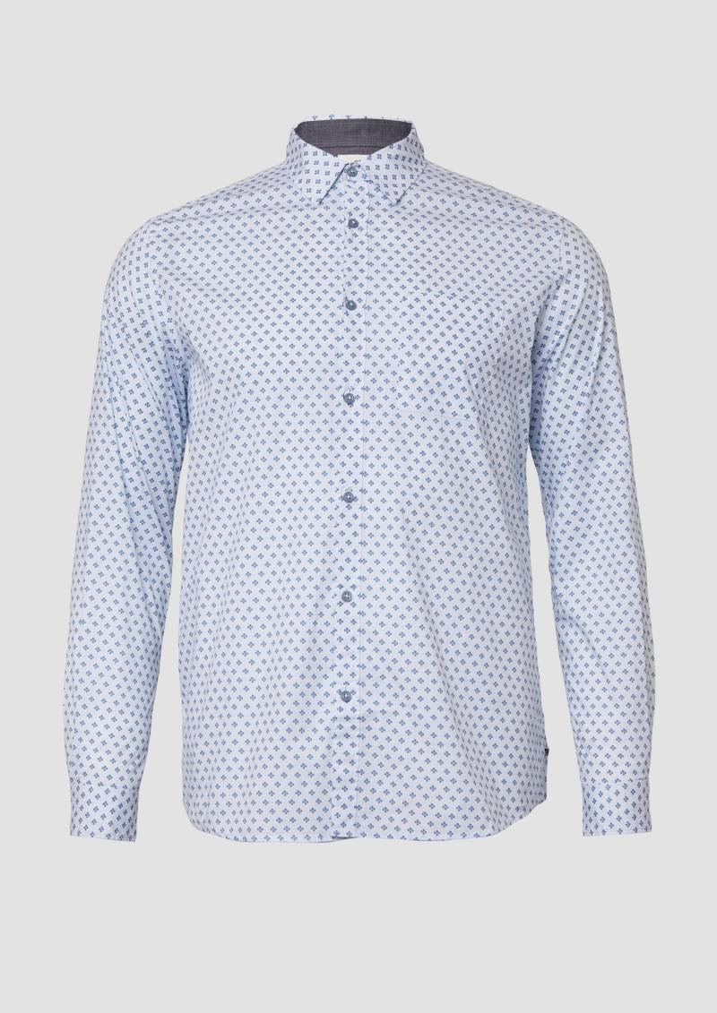 s.Oliver - Regular Fit: Hemd mit Allover-Print und Brusttasche, Herren, blau von s.Oliver