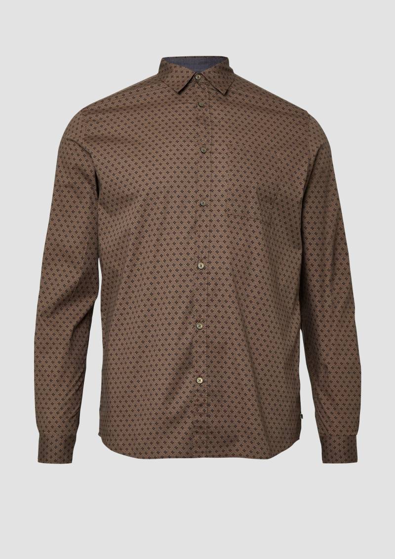 s.Oliver - Regular Fit: Hemd mit Allover-Print und Brusttasche, Herren, braun von s.Oliver