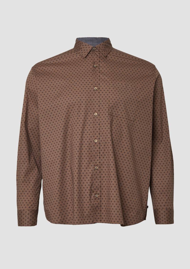 s.Oliver - Regular Fit: Hemd mit Allover-Print und Brusttasche, Herren, braun von s.Oliver