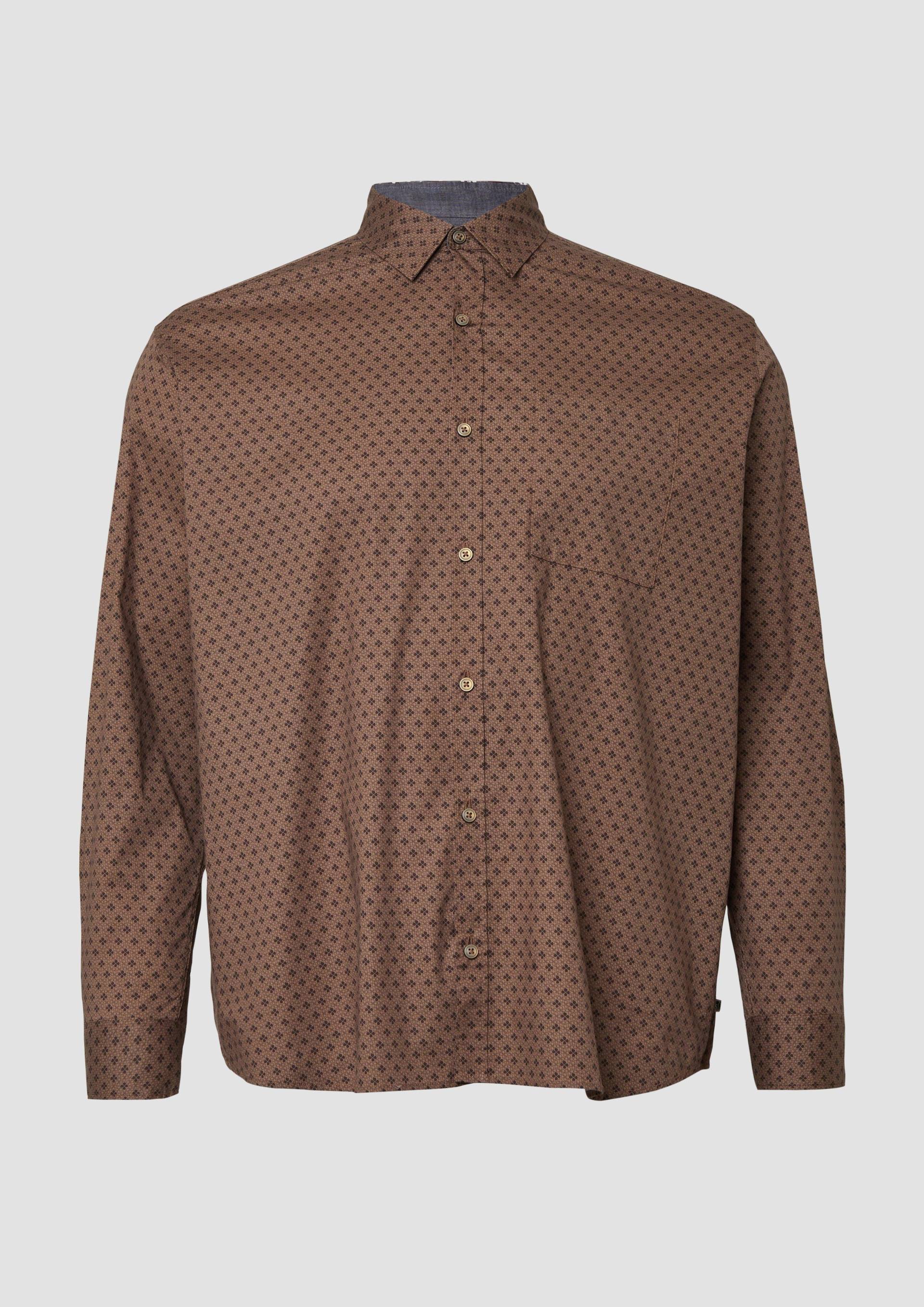 s.Oliver - Regular Fit: Hemd mit Allover-Print und Brusttasche, Herren, braun von s.Oliver