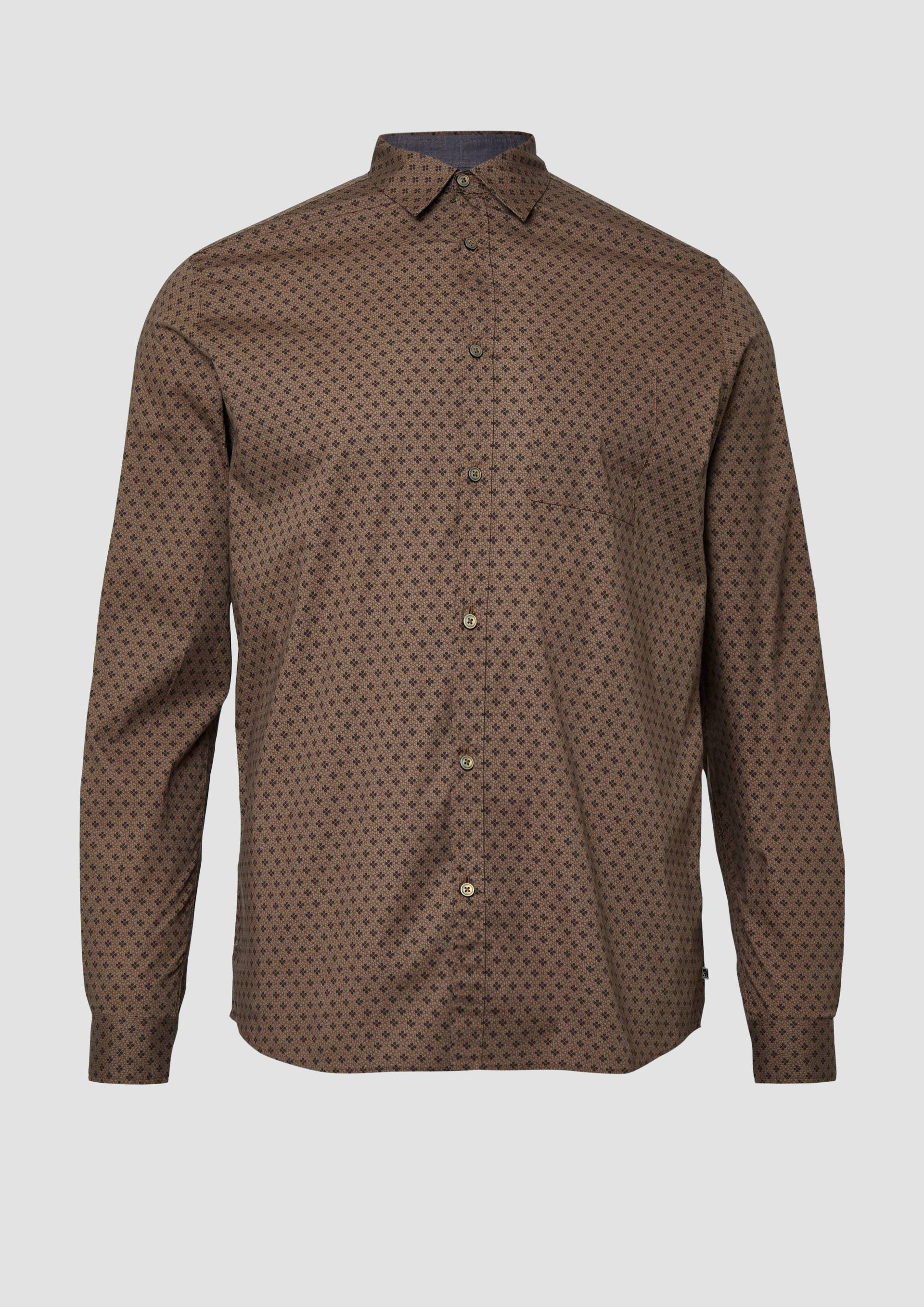 s.Oliver - Regular Fit: Hemd mit Allover-Print und Brusttasche, Herren, braun von s.Oliver