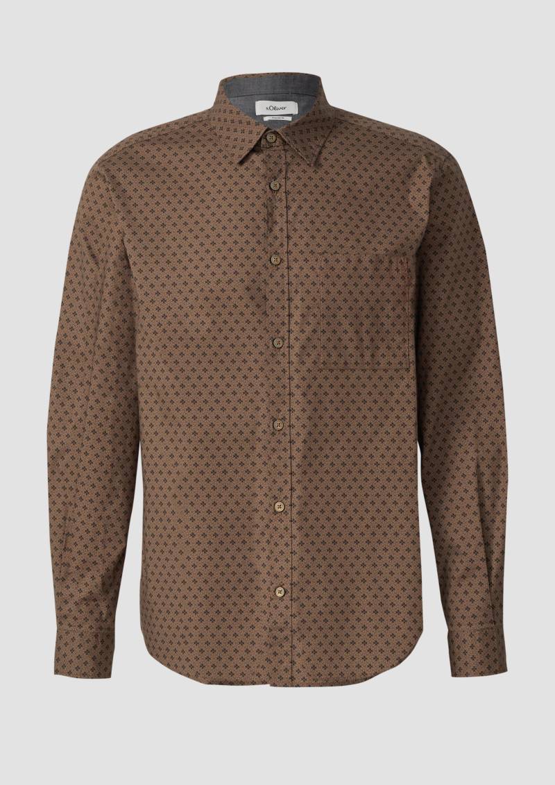 s.Oliver - Regular Fit: Hemd mit Allover-Print und Brusttasche, Herren, braun von s.Oliver