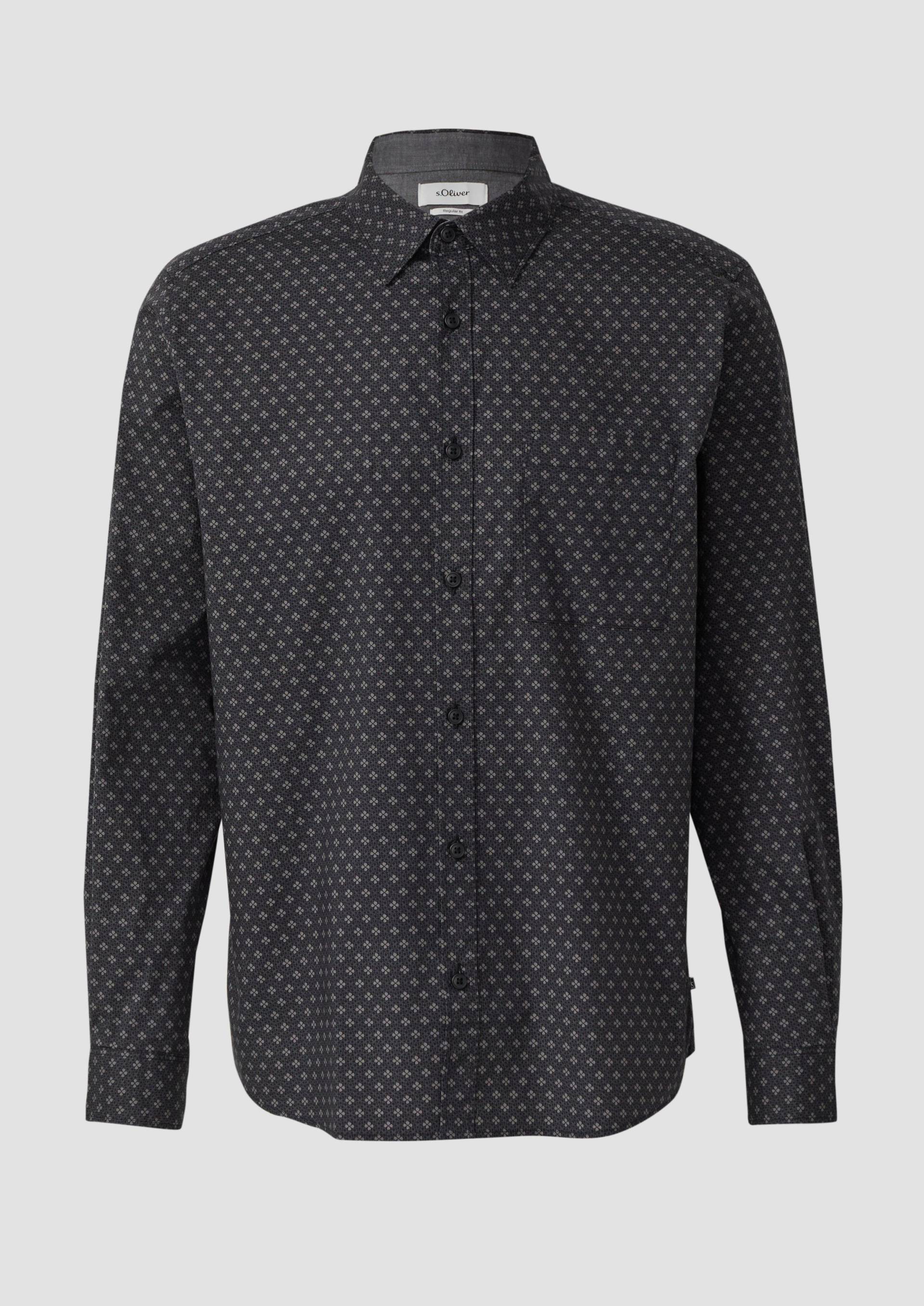 s.Oliver - Regular Fit: Hemd mit Allover-Print und Brusttasche, Herren, schwarz von s.Oliver
