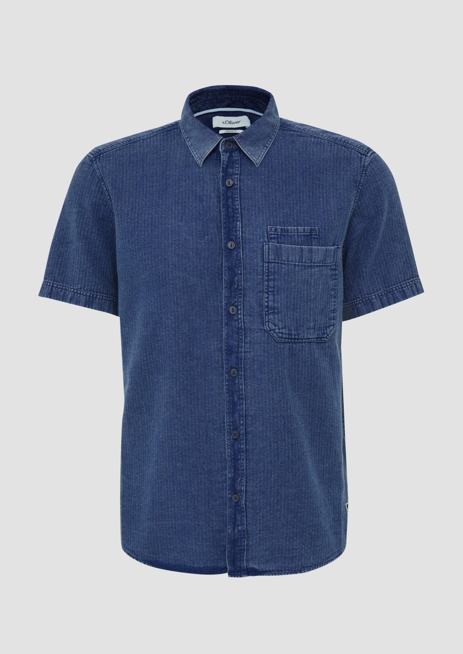 s.Oliver - Regular Fit: Hemd mit Fischgrat-Muster und Used Effekt, Herren, blau s.Oliver - Regular Fit: Hemd mit Fischgrat-Muster und Used Effekt, Herren, blau von s.Oliver
