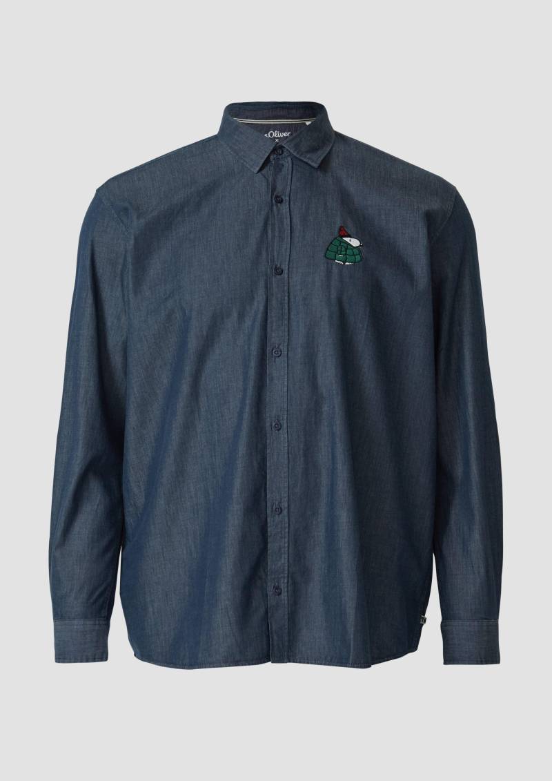s.Oliver - Regular Fit: Hemd mit Peanuts®-Print, Herren, blau von s.Oliver