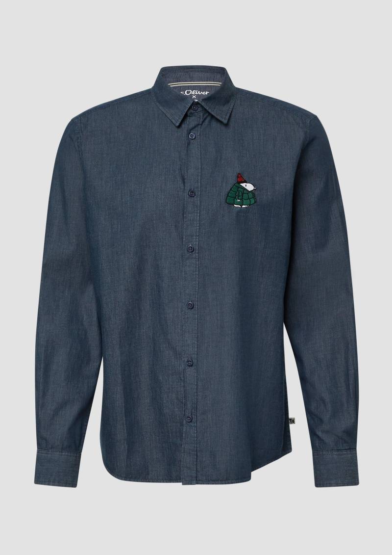 s.Oliver - Regular Fit: Hemd mit Peanuts®-Print, Herren, blau von s.Oliver