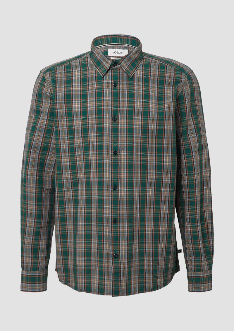s.Oliver - Regular Fit: Kariertes Baumwoll-Hemd mit Kentkragen, Herren, Grün von s.Oliver