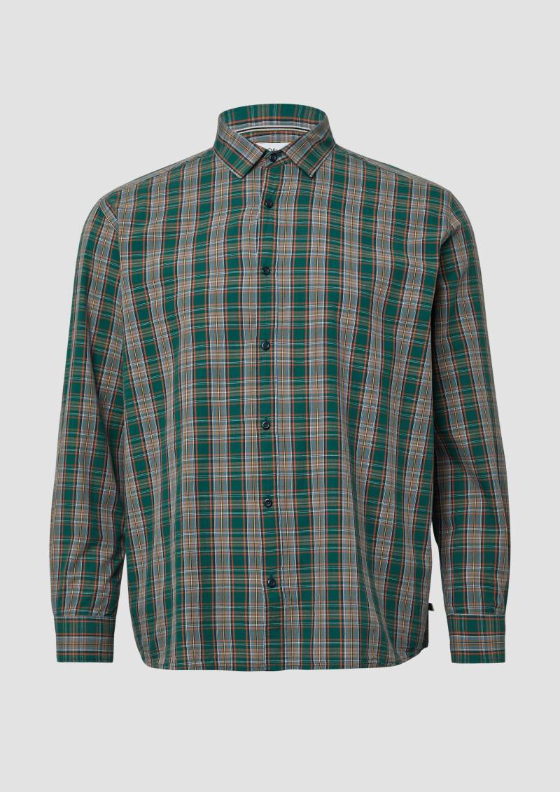 s.Oliver - Regular Fit: Kariertes Baumwoll-Hemd mit Kentkragen, Herren, grün|mehrfarbig von s.Oliver