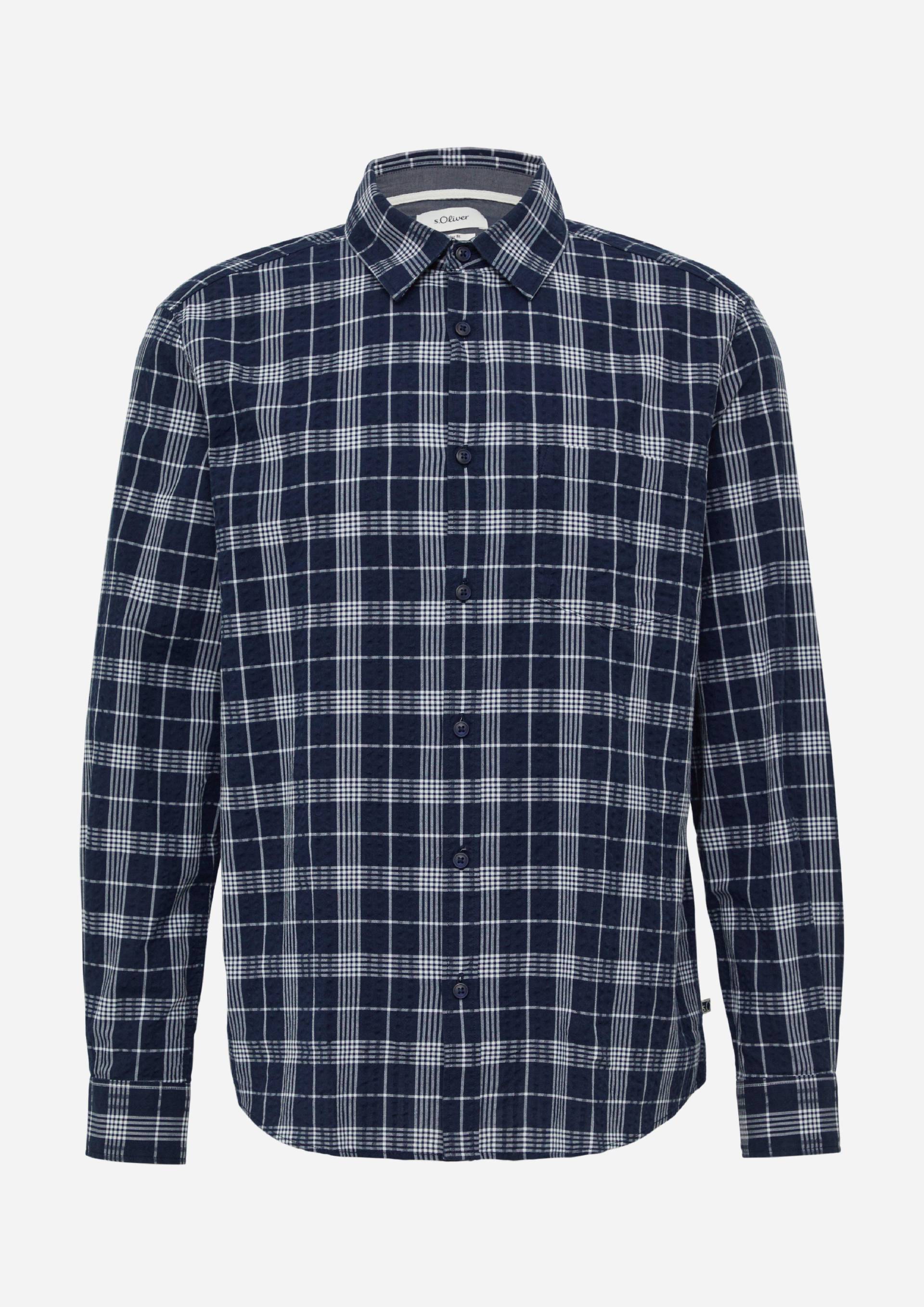 s.Oliver - Regular Fit: Kariertes Baumwollhemd aus Seersucker, Herren, blau s.Oliver - Regular Fit: Kariertes Baumwollhemd aus Seersucker, Herren, blau von s.Oliver