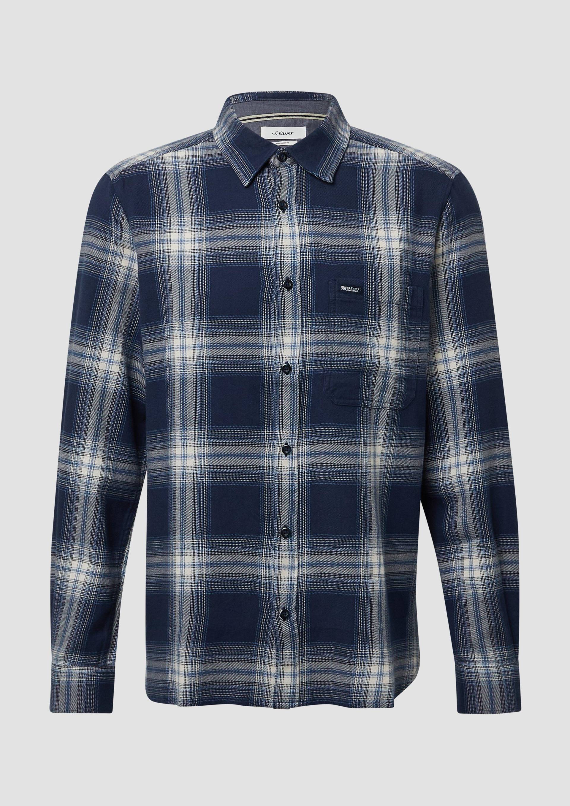 s.Oliver - Regular Fit: Kariertes Flanellhemd, Herren, blau|weiß von s.Oliver