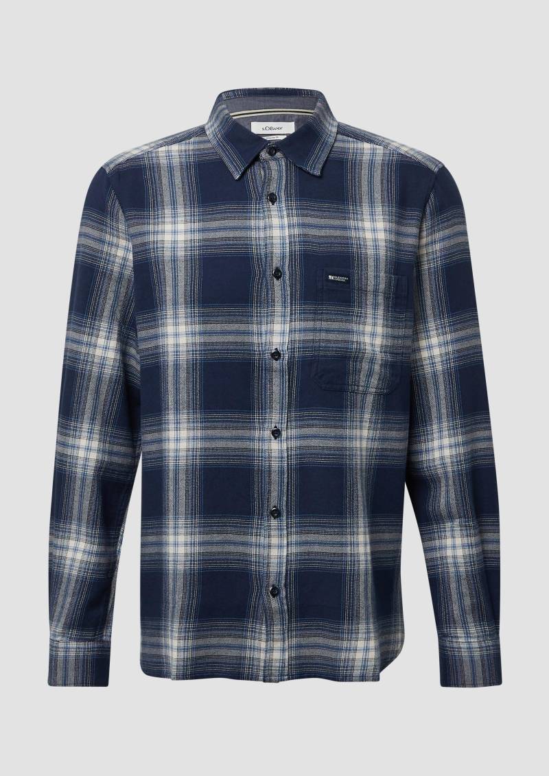 s.Oliver - Regular Fit: Kariertes Flanellhemd, Herren, blau|weiß von s.Oliver