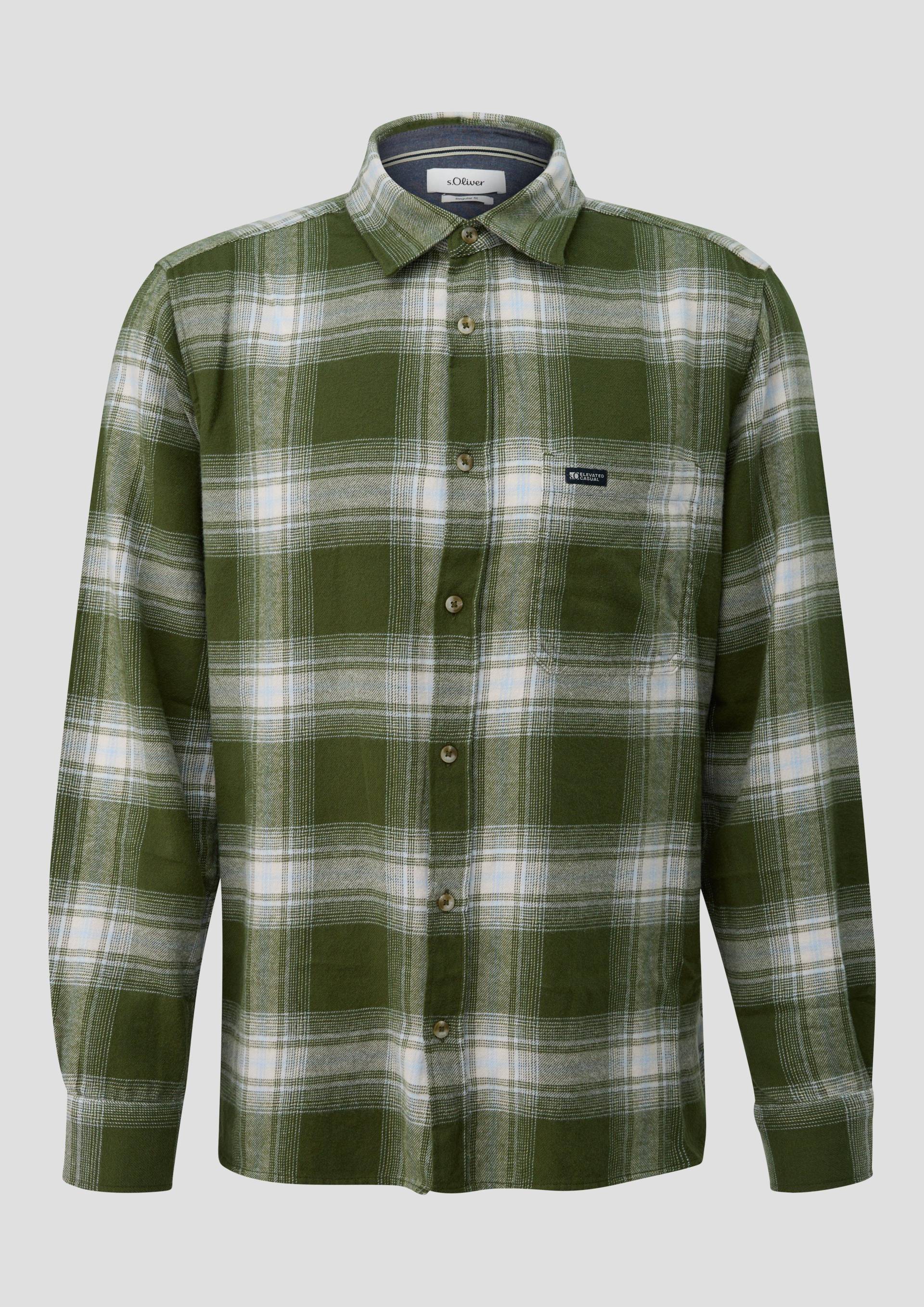 s.Oliver - Regular Fit: Kariertes Flanellhemd, Herren, olive|weiß von s.Oliver