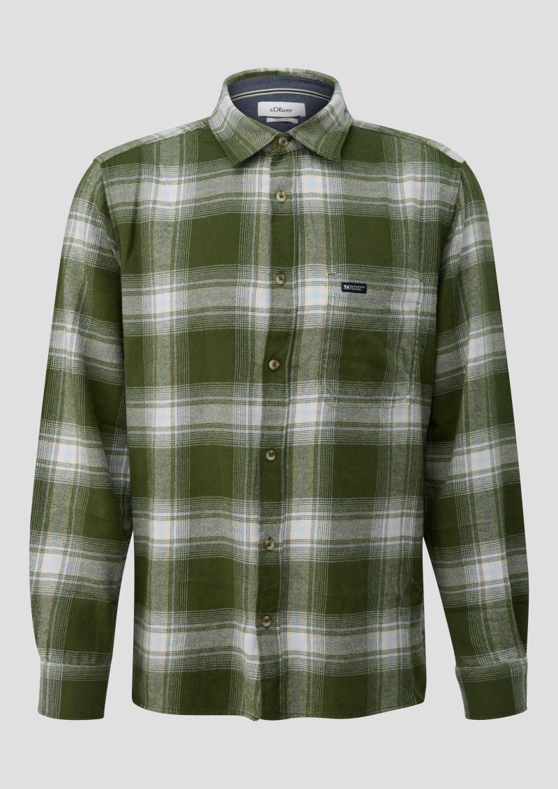 s.Oliver - Regular Fit: Kariertes Flanellhemd, Herren, olive|weiß von s.Oliver