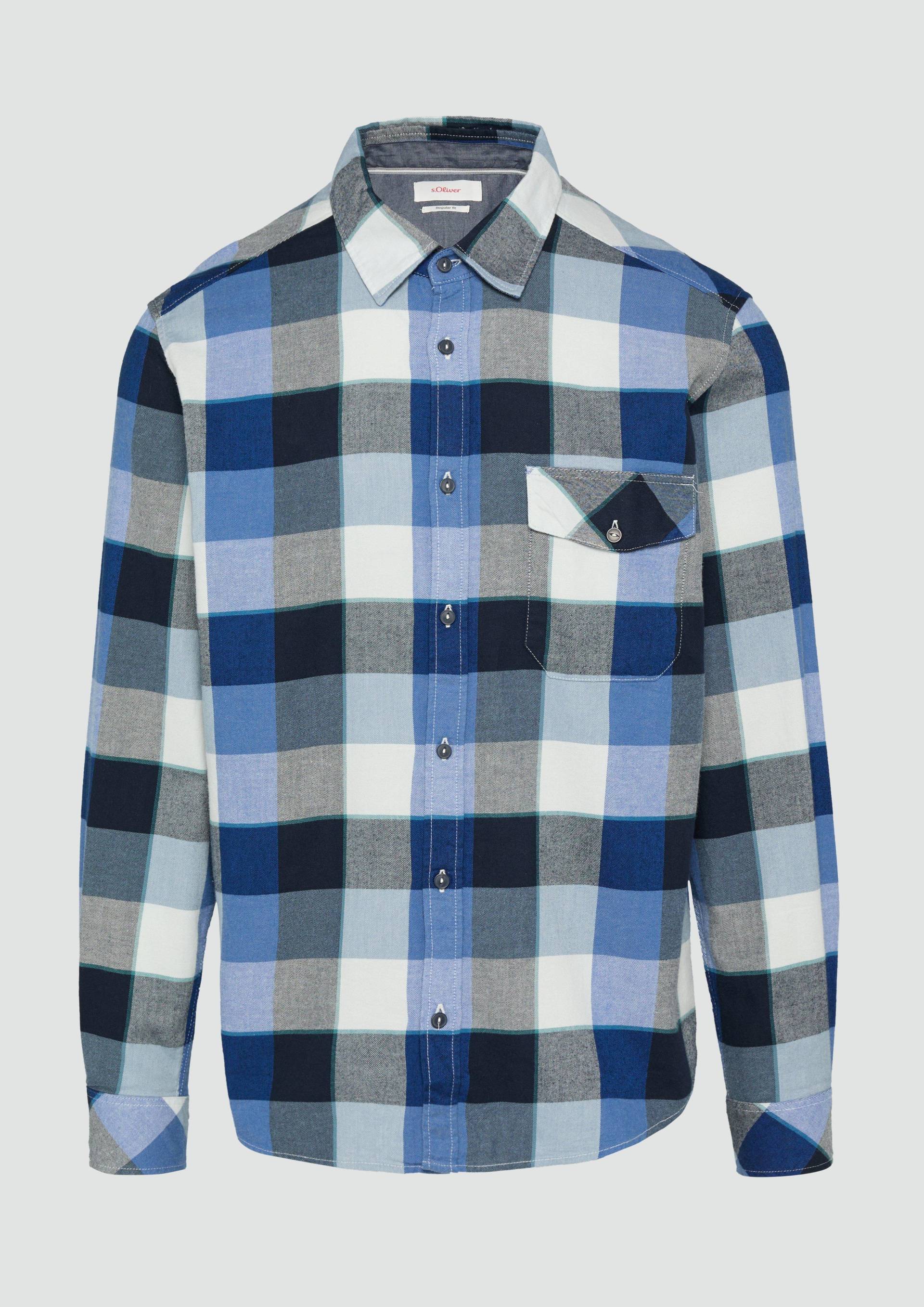 s.Oliver - Regular Fit: Kariertes Flanellhemd mit Brusttasche, Herren, blau von s.Oliver