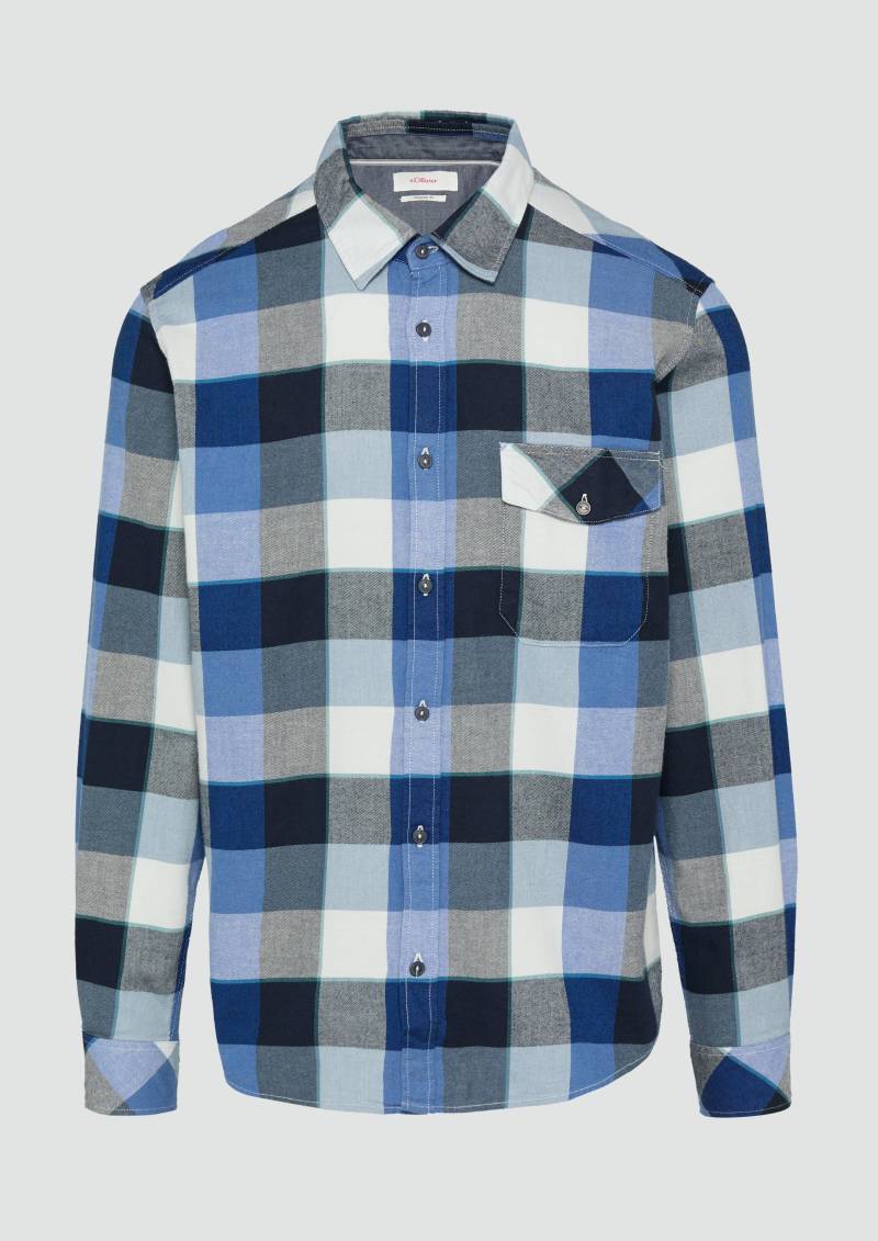 s.Oliver - Regular Fit: Kariertes Flanellhemd mit Brusttasche, Herren, blau von s.Oliver