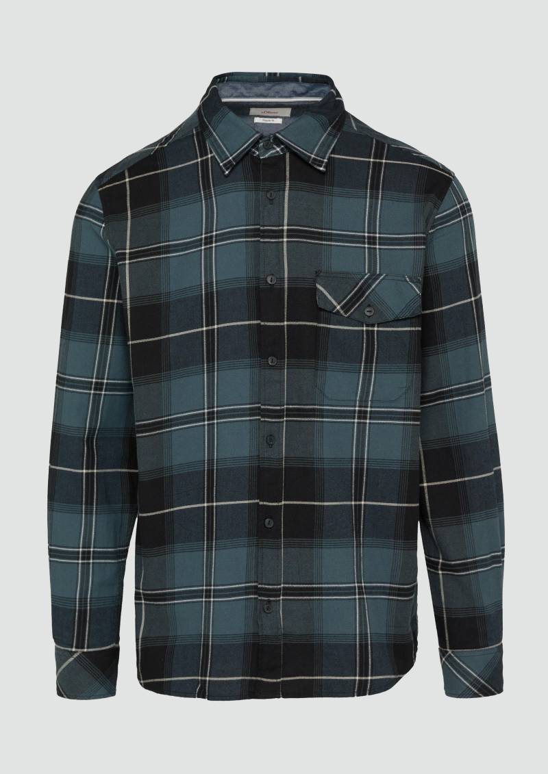 s.Oliver - Regular Fit: Kariertes Flanellhemd mit Brusttasche, Herren, grau von s.Oliver