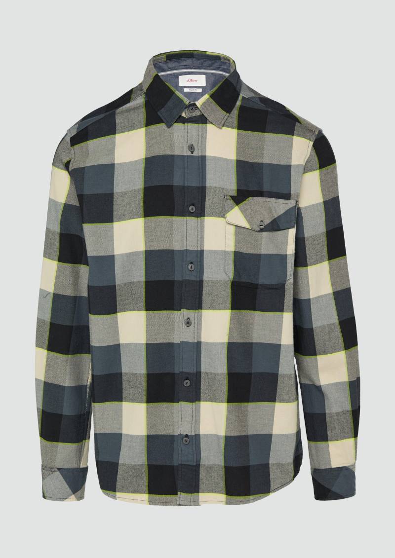 s.Oliver - Regular Fit: Kariertes Flanellhemd mit Brusttasche, Herren, grau von s.Oliver