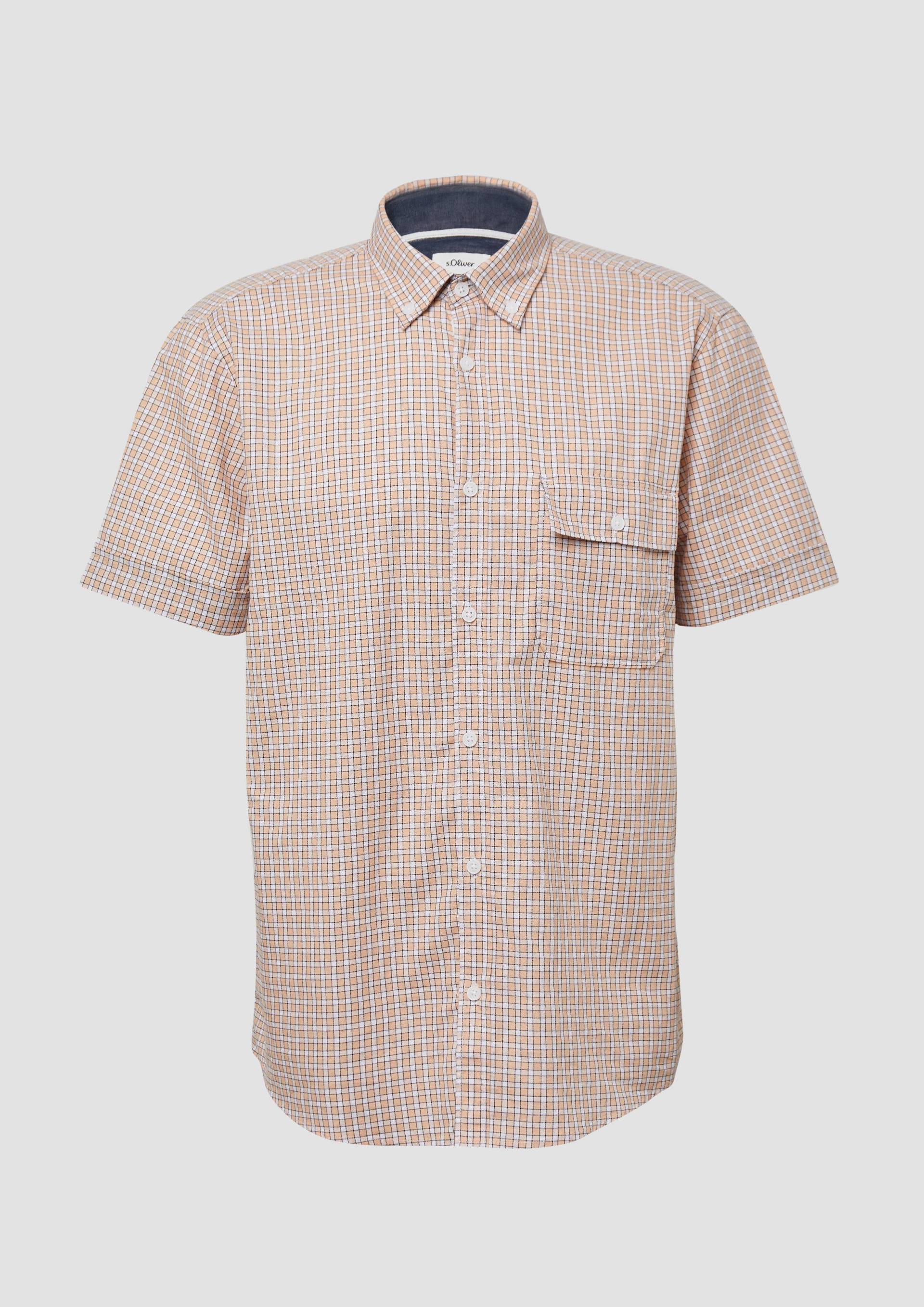 s.Oliver - Regular Fit: Kariertes Hemd aus Baumwolle mit Button-Down-Kragen, Herren, Orange von s.Oliver